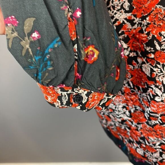 Caffe Marrakesh Orange and Dark Grey Multi Floral Tunic Blouse. Size Small - Picture 9 of 12